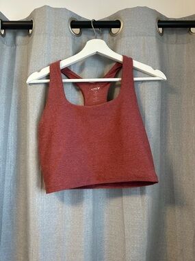 Crimson Heather Racerback Crop Tank Top with Bra